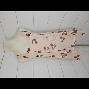 Tramp Y2K medium pink with red cherries sheer sleeveless top